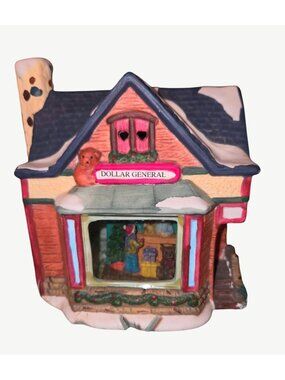 "Dollar General"Christmas Village Light-Up Ceramic House Decoration